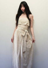 Light apricot tube top dress